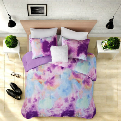 Comfortable Polyester Bedding Sets, Watercolor Tie Dye Design, Hypoallergenic For Home