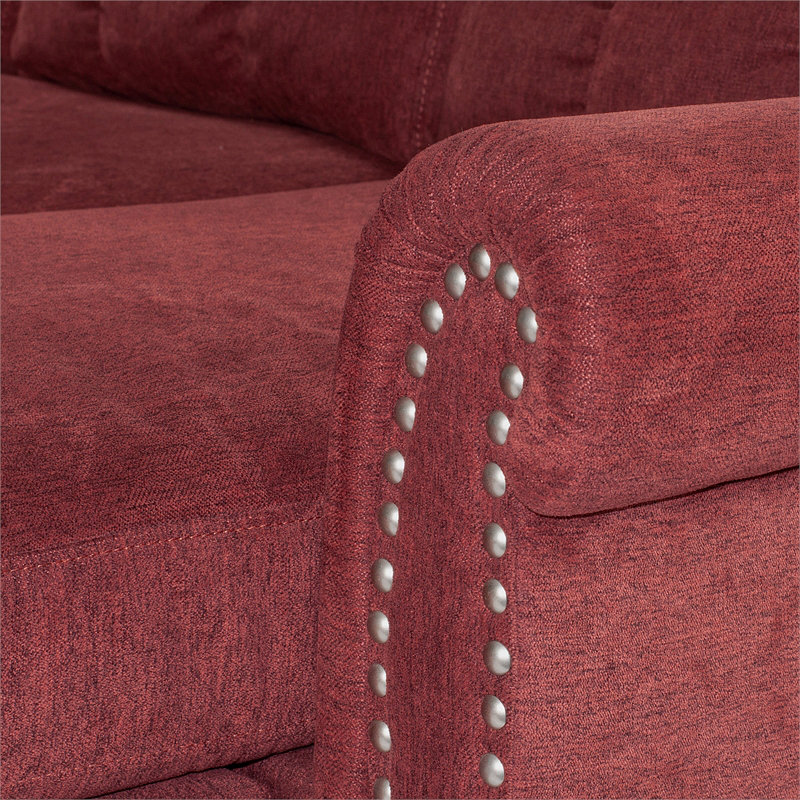 Ensemble de canapé modulaire réversible Polyfiber, Tissu - Rouge