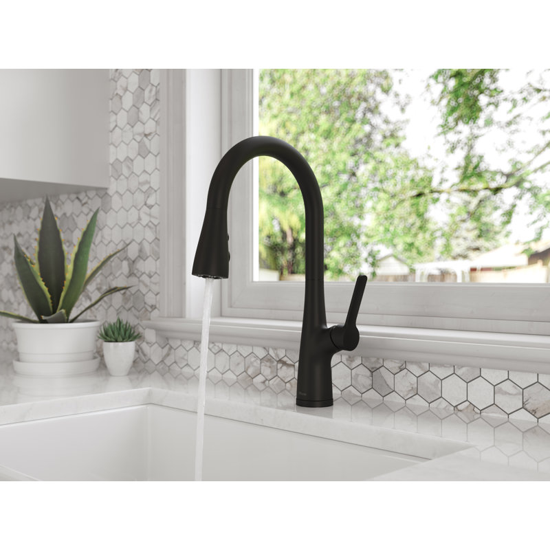 Neera Pull Down Single Handle Kitchen Faucet, Matte Black