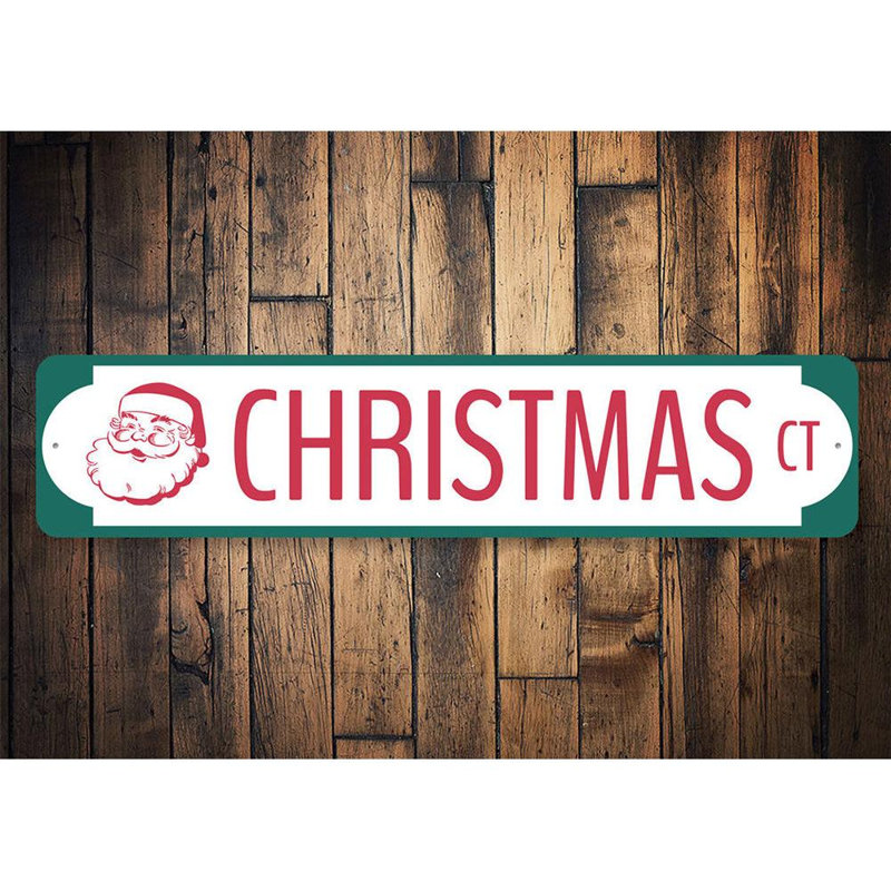 Enseigne de père Noël en aluminium, H 6 po x l 24 po x P 0,06 po