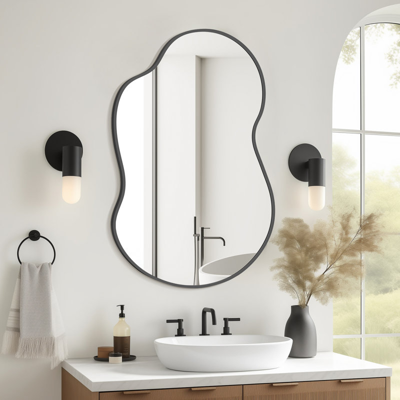 Miroir mural Irrégulier, 36 po x 24 po, Noir