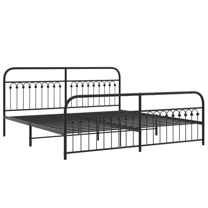 Structure de lit en métal avec tête de lit August Grove®, Noir
