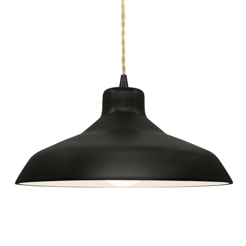 Luminaire suspendu à 1 lumière Aschwin - DEL intégrée, Noir mat carbone, Noir mat, H 7,5 po x l 15,5 po x P 15,5 po