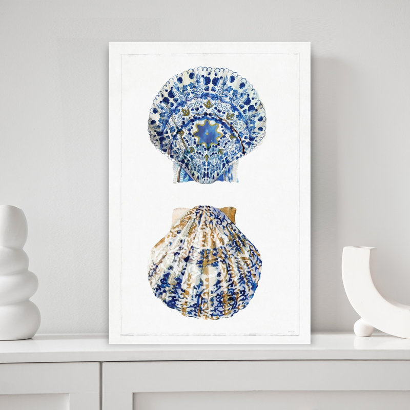 Boho coquillages, reproduction d'art contemporain abstrait, H 18 po x l 12 po