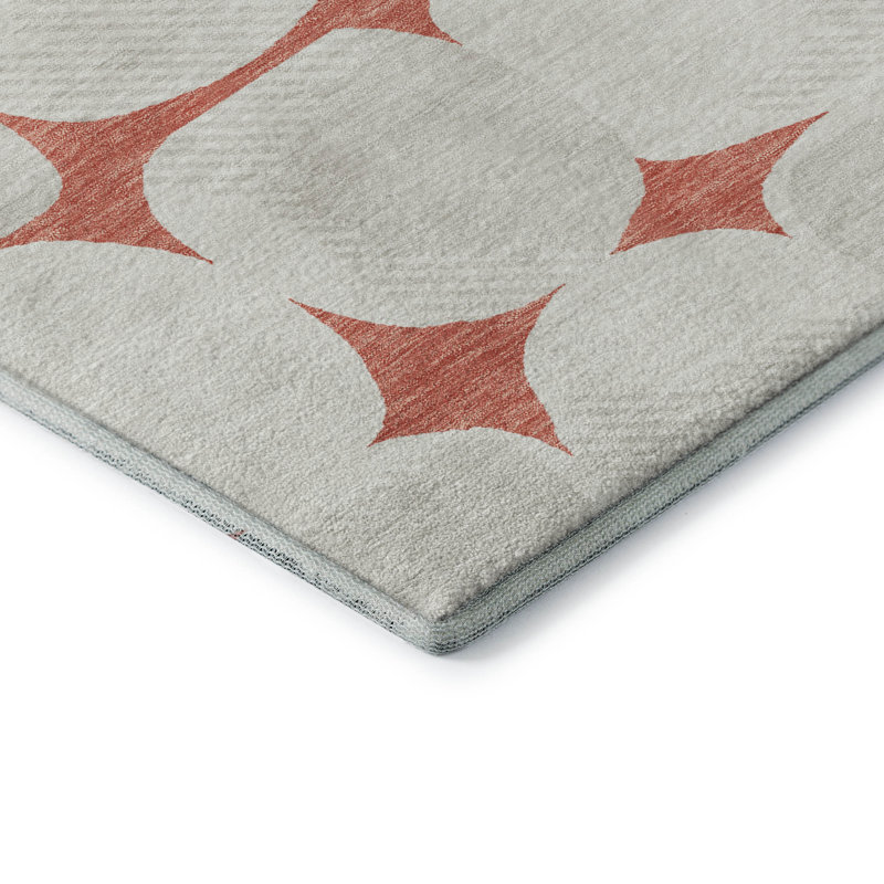Premium Machine Washable Prisco Salmon Rug, Runner 2'3" x 7'6"