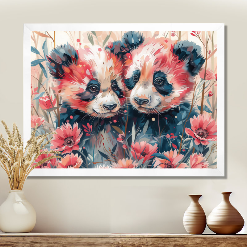 Tobiah - panda, art mural, Cadre blanc, H 12 po x l 20 po