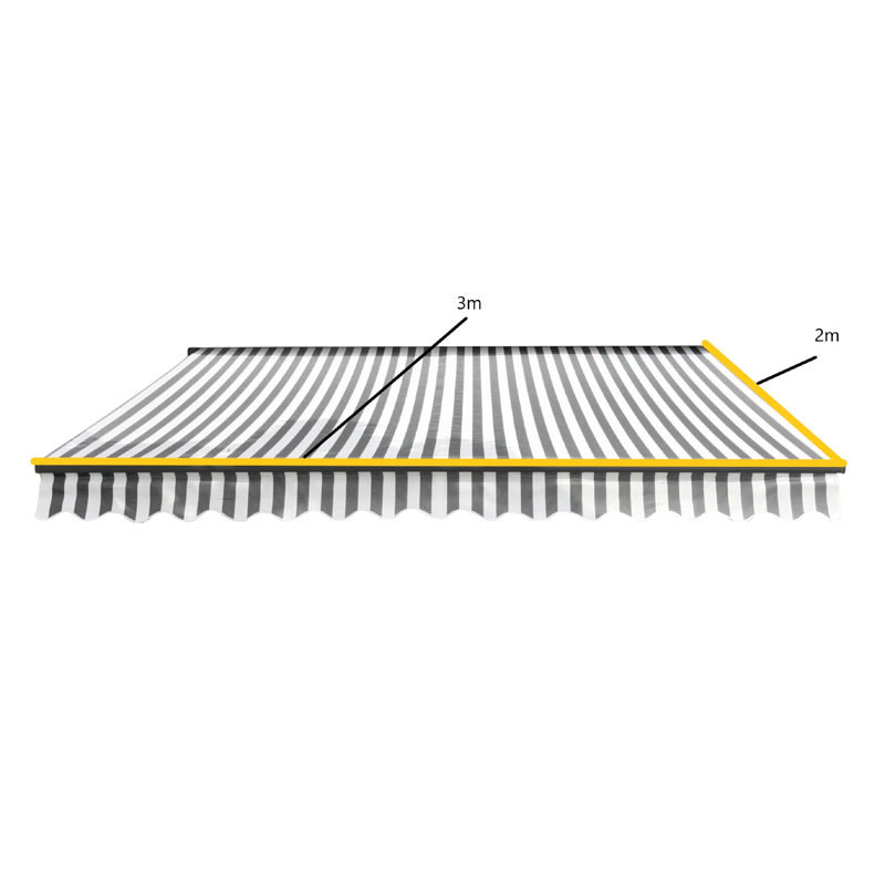 Aayisha Outdoor Cover Retractable Patio Awning, 300cm W x 200cm D, Grey/White