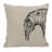18 Inches Square Printed Linen Pillow with Animal Design Embroidery