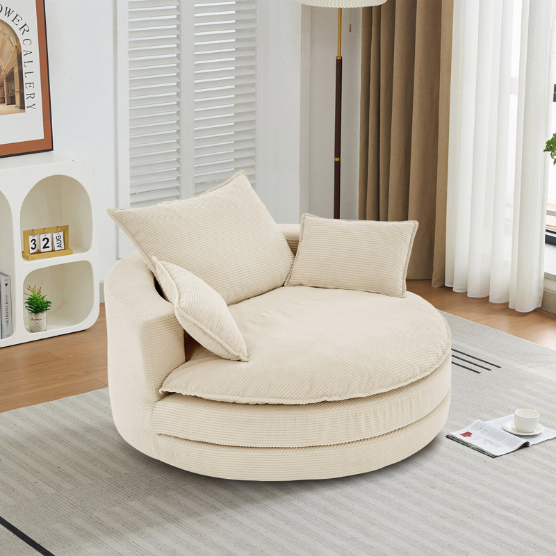 Fauteuil demi-tonneau pivotant Lasean, Beige
