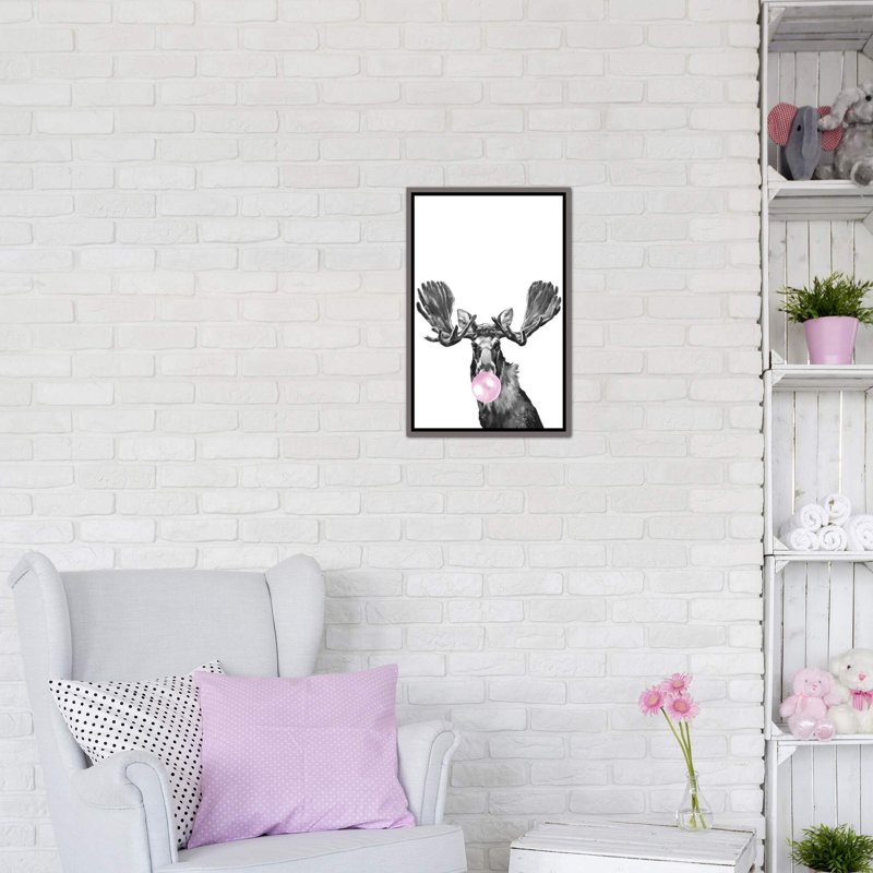 Art orignal de gomme à bulles, H 40 po x l 26 po x P 1,5 po, Toile encadrée de bois rustique foncé
