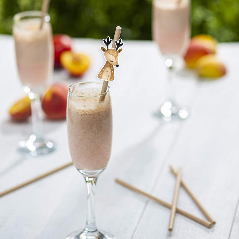 10 PCS Boho Deer Woodland Animals Paper Straws