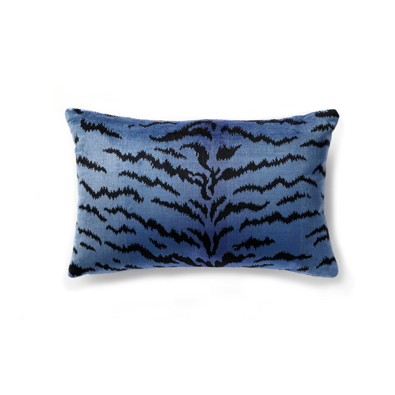 Wild Glamour Silk Lumbar Pillow Cover & Insert, Ivory/Black, 14" H x 22" W x 6" D