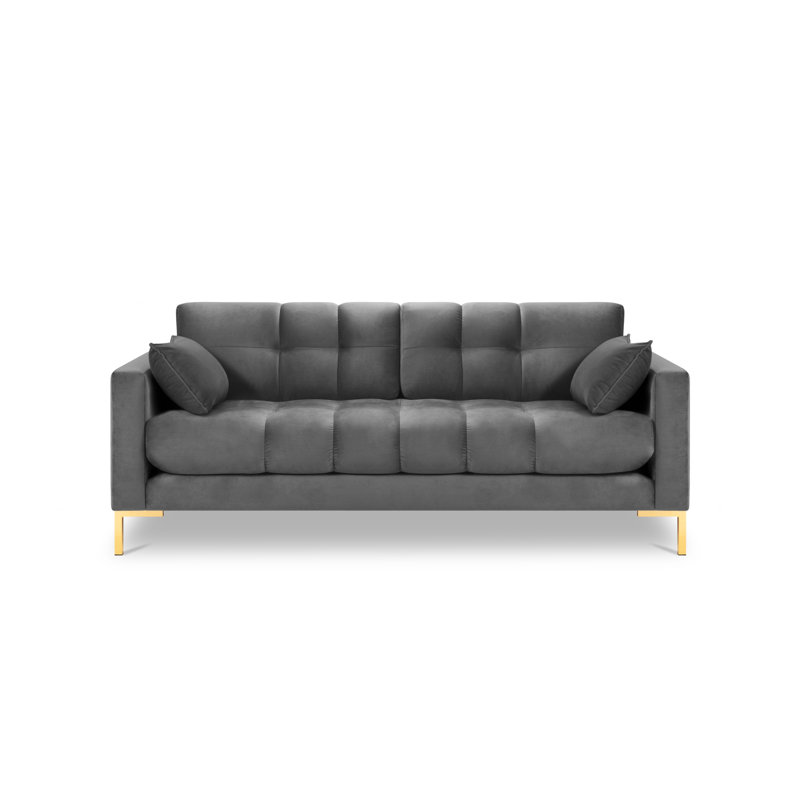 Francisca 2 Seater Sofa, Light Grey, Gold
