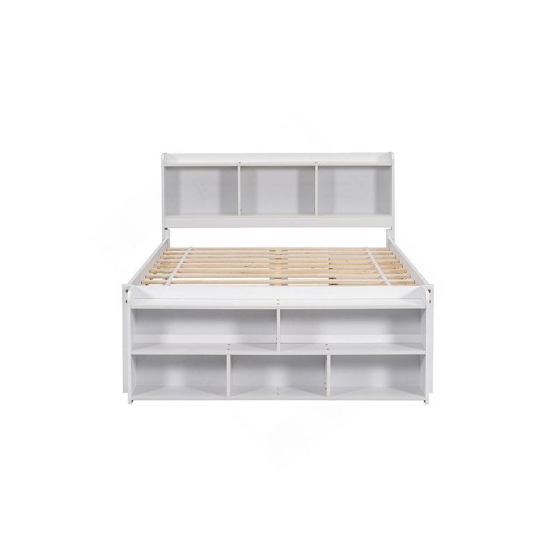 Bed with Side Bookcase, Drawers