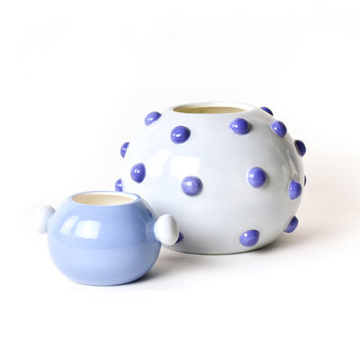 Iris Blue Round Vase 2 Piece Set