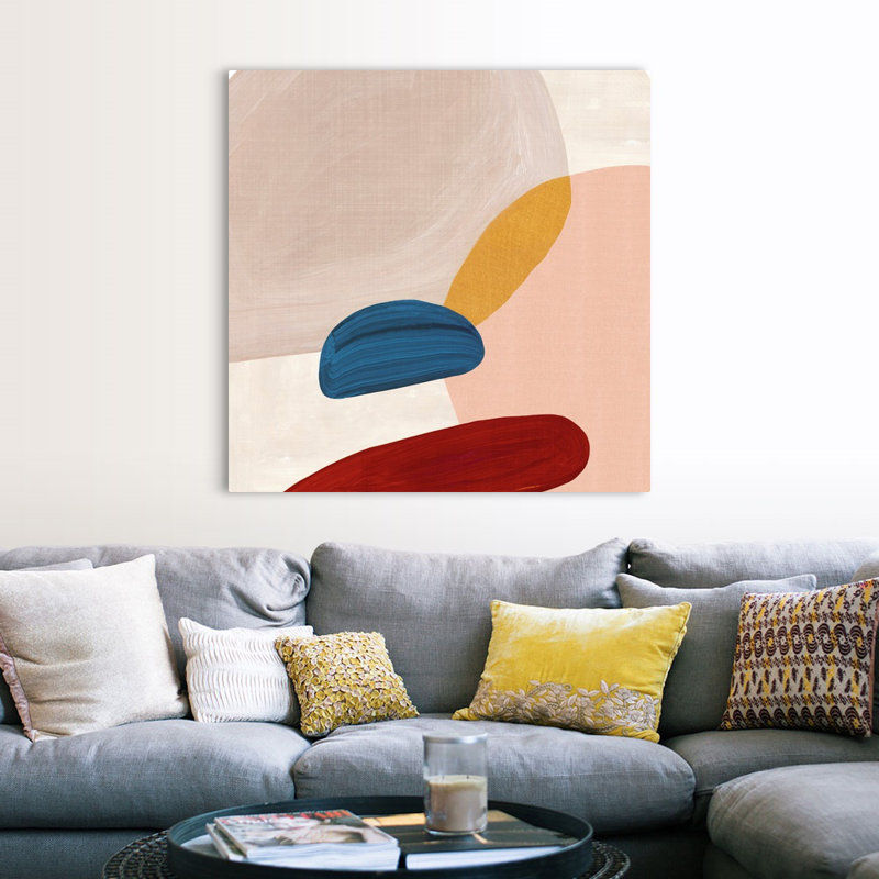 Reproduction d’art sur toile, "Pink Pebbles II" par Eva watts, Toile tendue, H 48 po x l 48 po x P 1,25 po