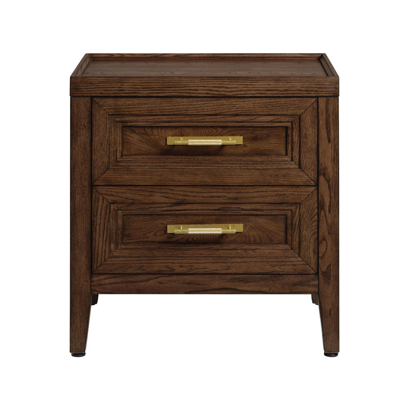 Syrine 2-Drawer Wooden Nightstand, Sable