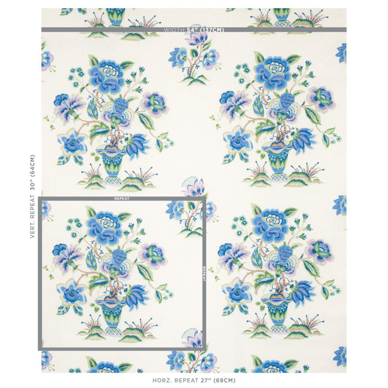 Tissu en lin Ashford, Bleuet / lilas
