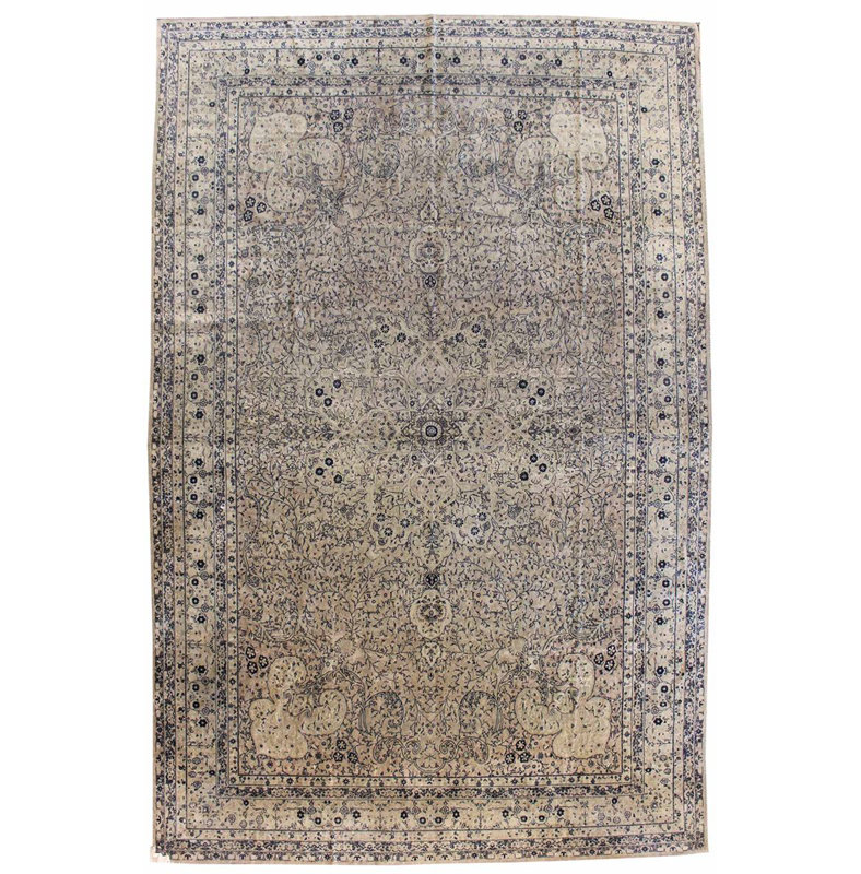 Tapis unique beige, bleu et gris de 11 pi 9 po x 17 pi 10 po Sivas