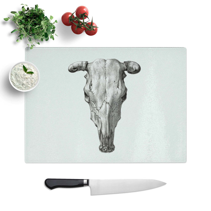 Tempered Glass The Skull of a Cow by Jean Bernard Chopping Board, 28.5 cm W x 20 cm L