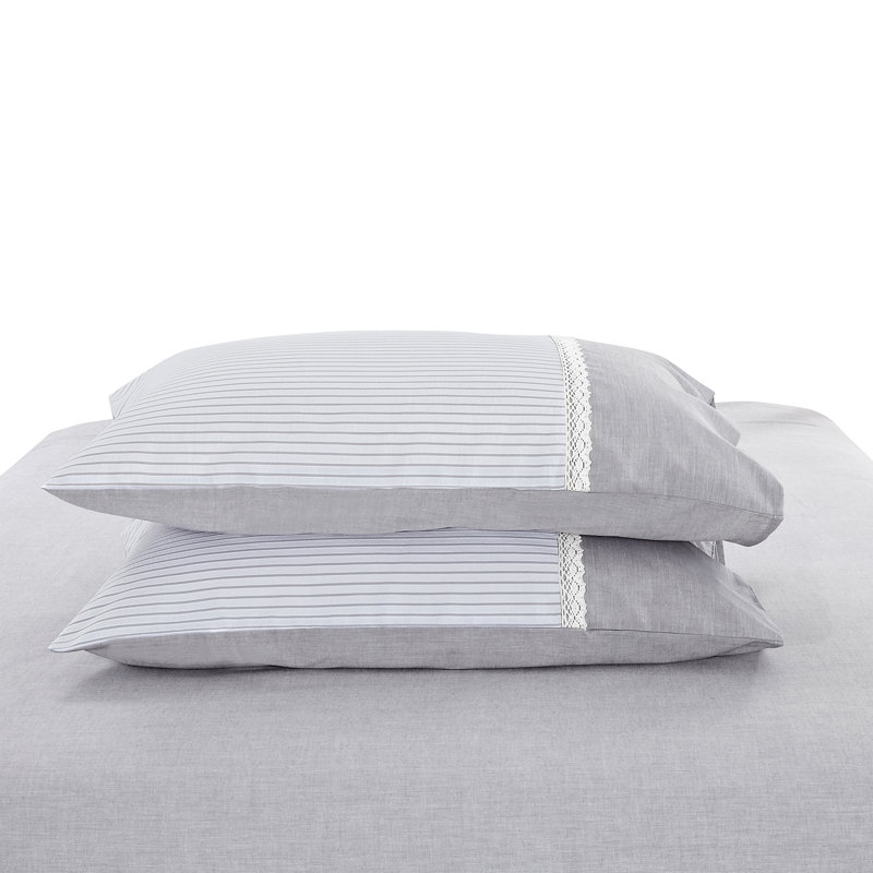 Riverton Gray and White Striped Cotton Twin/Twin XL Duvet Set