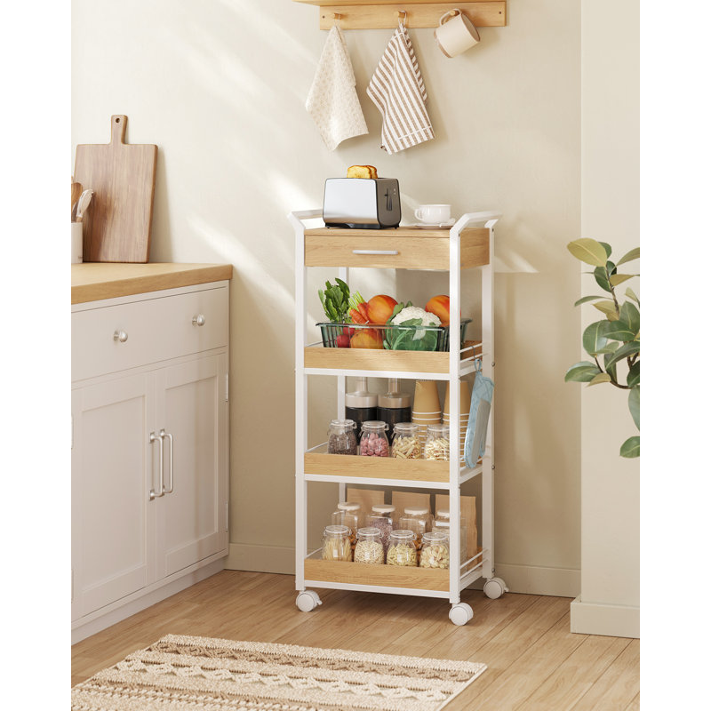 Sulynn Wood Kitchen Cart, White/Natural