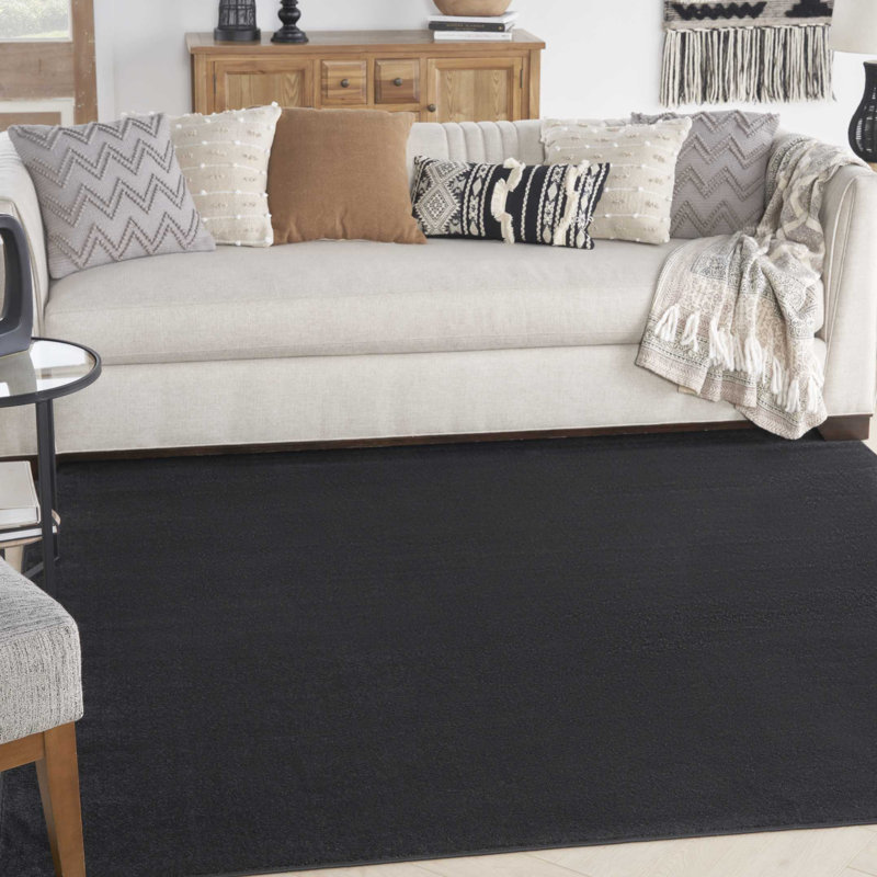 Tapis intérieur / extérieur noir Mullican Sandy, Rectangle 3 pi x 5 pi