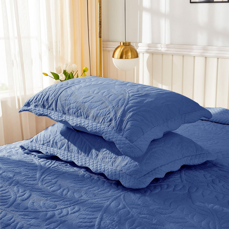 2 taies décoratives 100% coton matelassées, housses décoratives, Standard, Navy