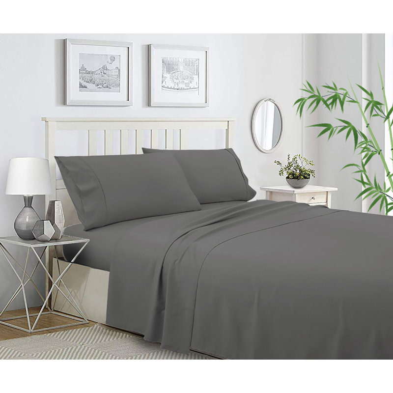 Bamboo Rayon Blend Sheet Set with Extra Pillowcases, Charcoal, Twin XL Sheet Set + 3 Additional Pieces