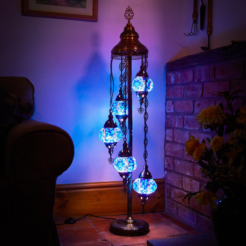 Karlie 124cm Antique Bronze Lighting Floor Lamp, Blue