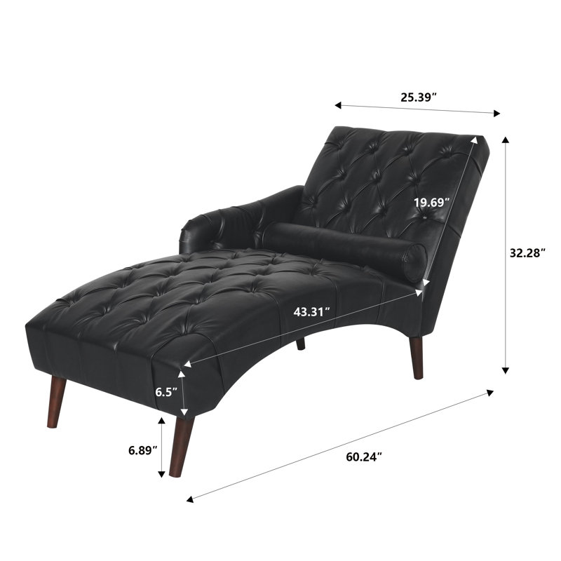 Chaise longue d'intérieur avec accoudoirs et pieds en bois massif, chaise longue rembourrée avec coussin pour le salon, la chambre à coucher