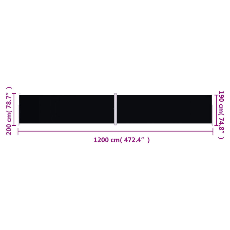 Dakota Fields 1200cm W x 200cm D Fabric Cover Motorised Retractable Side Awning, Anthracite