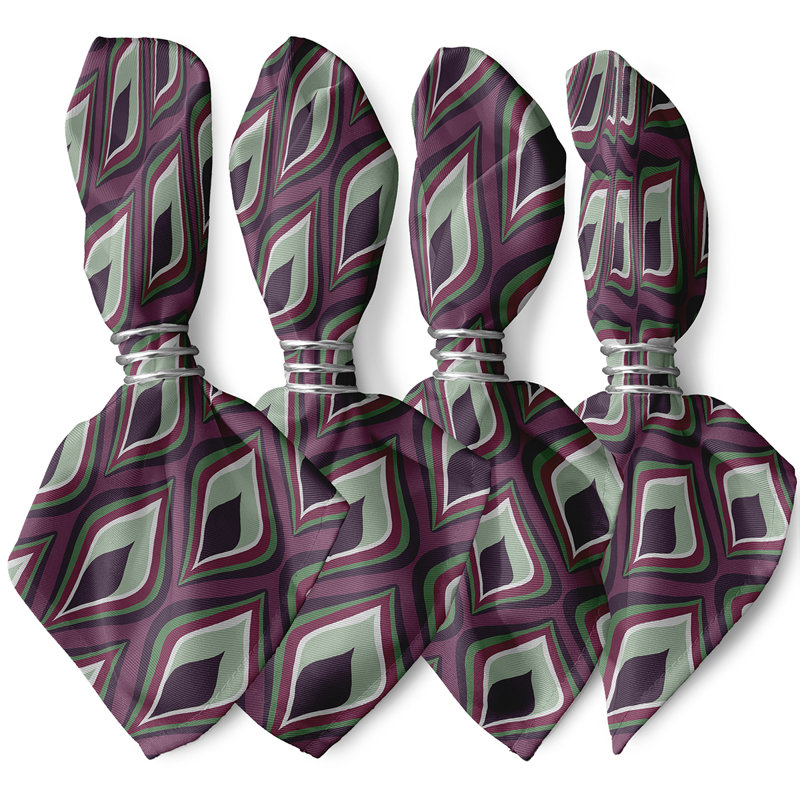 Cluny Polyester Geometric Square Napkin, Purple