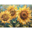 Tournesols - art encadré turquoise pour la décoration intérieure