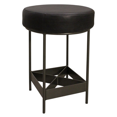 Tabouret à hauteur de comptoir Helen en cuir authentique noir antique moderne