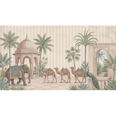 Palace Garden Wallpaper Elephant Removable Camels Wall Decor