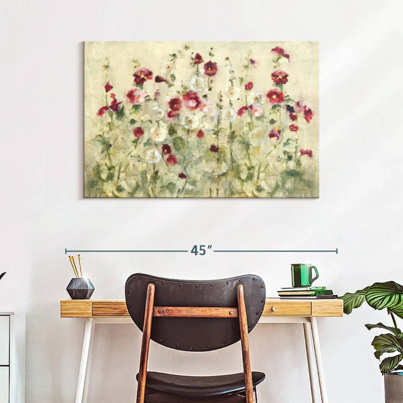 Harnek Hollyhocks Row Cool, 26" H x 39" W