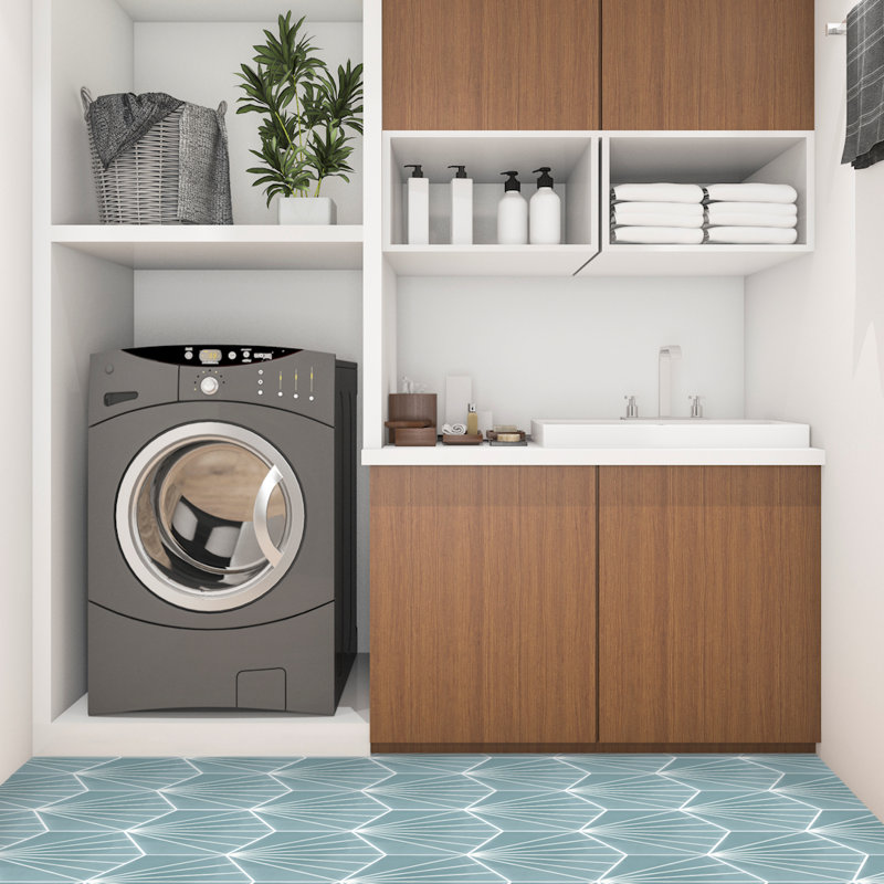 Spark C 7.87" x 9.09" Cement Patterned Wall & Floor Tile, Tangerine