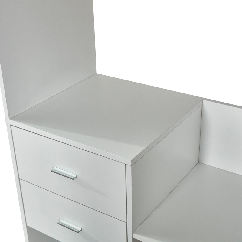 Système d'organisation en bois avec tiroirs et tringle, Blanc