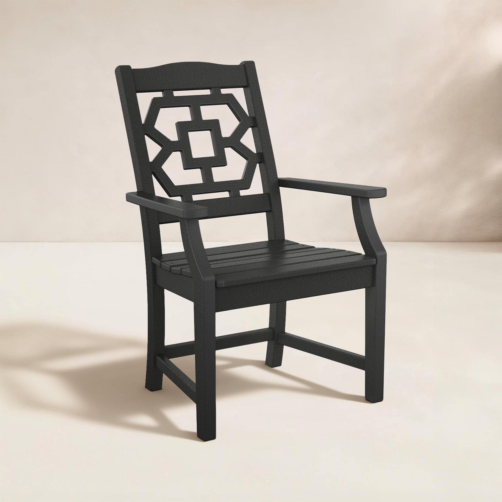 Chinoiserie Outdoor Dining Armchair, Black