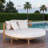 Outdoor Round Daybed With Half-round Slatted Backrest, Soft Pillows, Foldable Cushion, Removable Cushion Covers And Adjustable Foot Pads