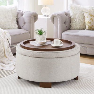 Round Storage Ottoman with Reversible Lid