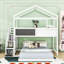 Lit superposé simple au dessus d'une maison double avec escalier de rangement et tableau noir-701440920