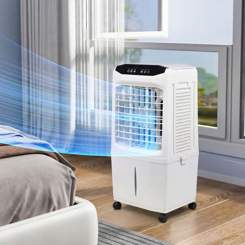 3-in-1 Portable Evaporative Air Cooler,3000cfm With 10 Gallon Water Tank,foldable Design,12h Timer And Remote Control,black