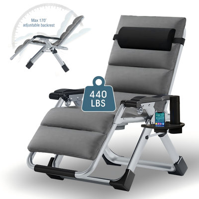 Halback Zero Gravity Chair, Folding Reclining Lounge Chair with Cushion, Headrest Support 400lbs