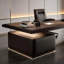 Bureau de direction 94,49 "de style chinois moderne en bois de frêne blanc brun-532109774