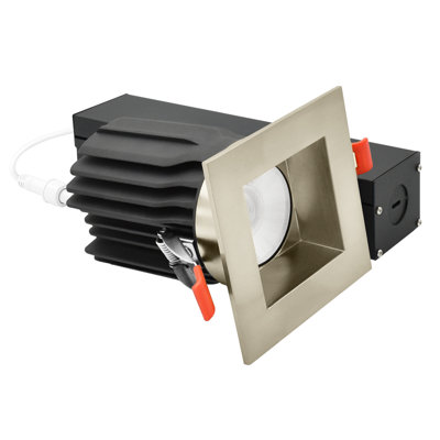 Luxrite 3 po Éclairage encastré à DEL sans cadre avec garniture carrée en nickel brossé interchangeable, CRI90, 15 / 20W, intensité variable 1450 / 2100LM, intensité variable à 60 °, indice d'humidité
