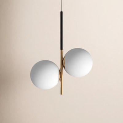 Drake 2 Light Glass Steel Dimmable Pendant