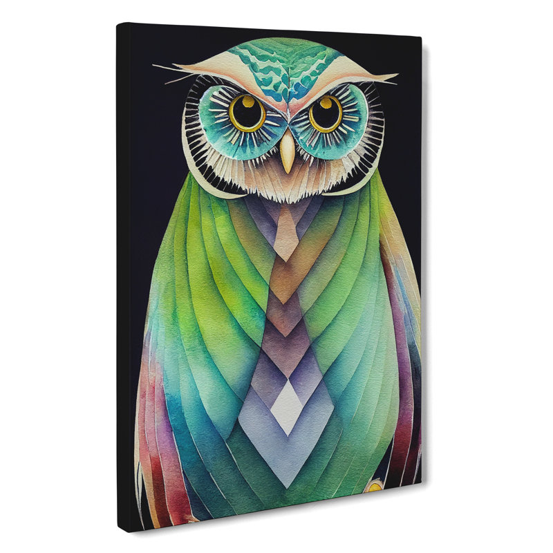 Watercolour Owl No.2 Abstract - Wrapped Canvas, 50cm H x 35cm W x 3cm D