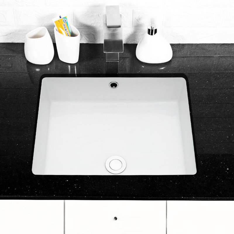 Elegant Ceramic Bathroom Sink - Rectangular Undermount For A Classy Look Fixture
